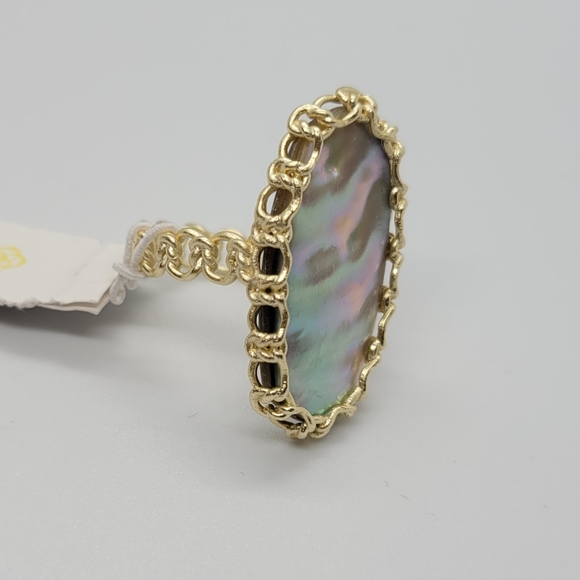 Kendra Scott Nude Abalone Macrame Ring Gold Size 7 - Picture 8 of 11